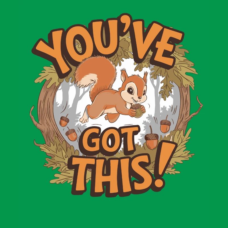 Du Schaffst Das! Eichhörnchen Mit Eichel