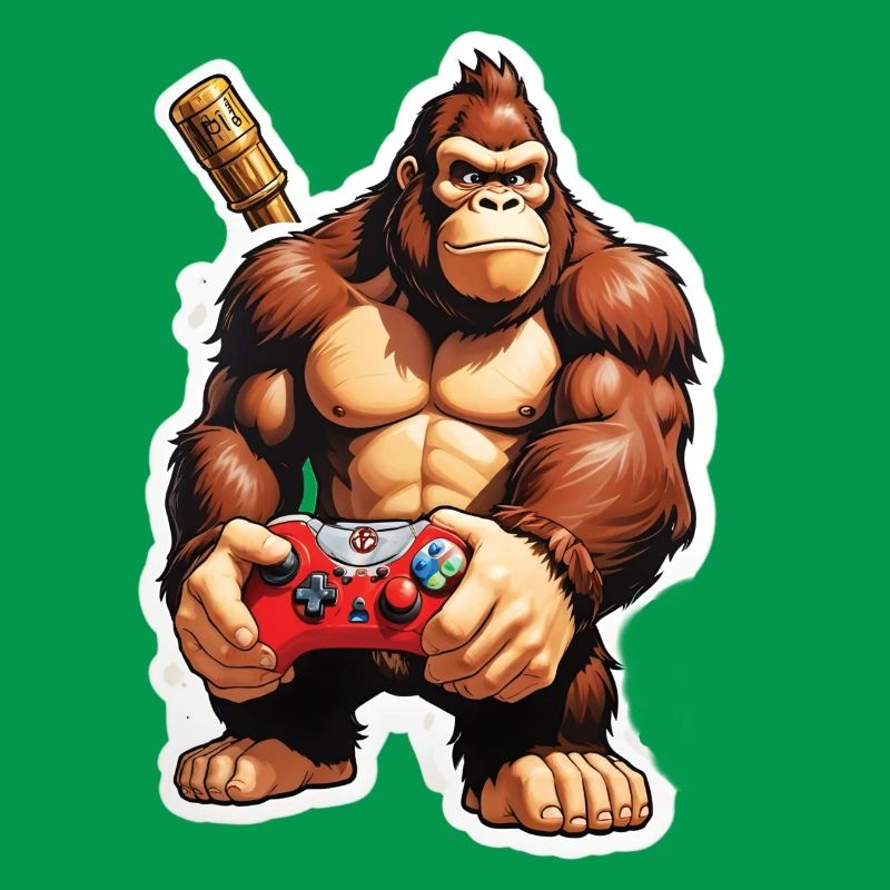 Retro Gamer Gorilla with Controller Console Games