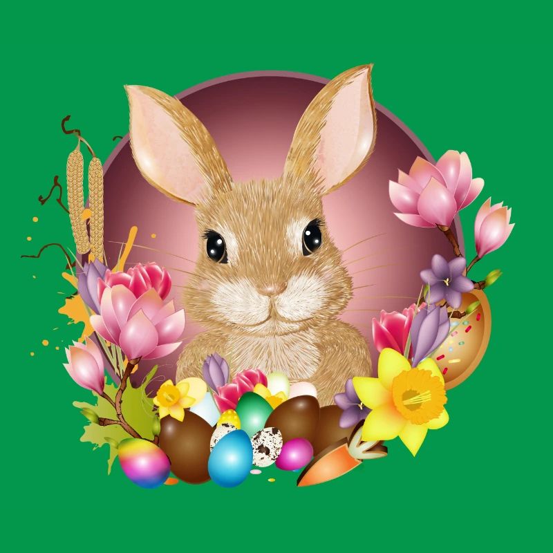 Easter Wreath & Easter Eggs with Rabbit as Easter Bunny