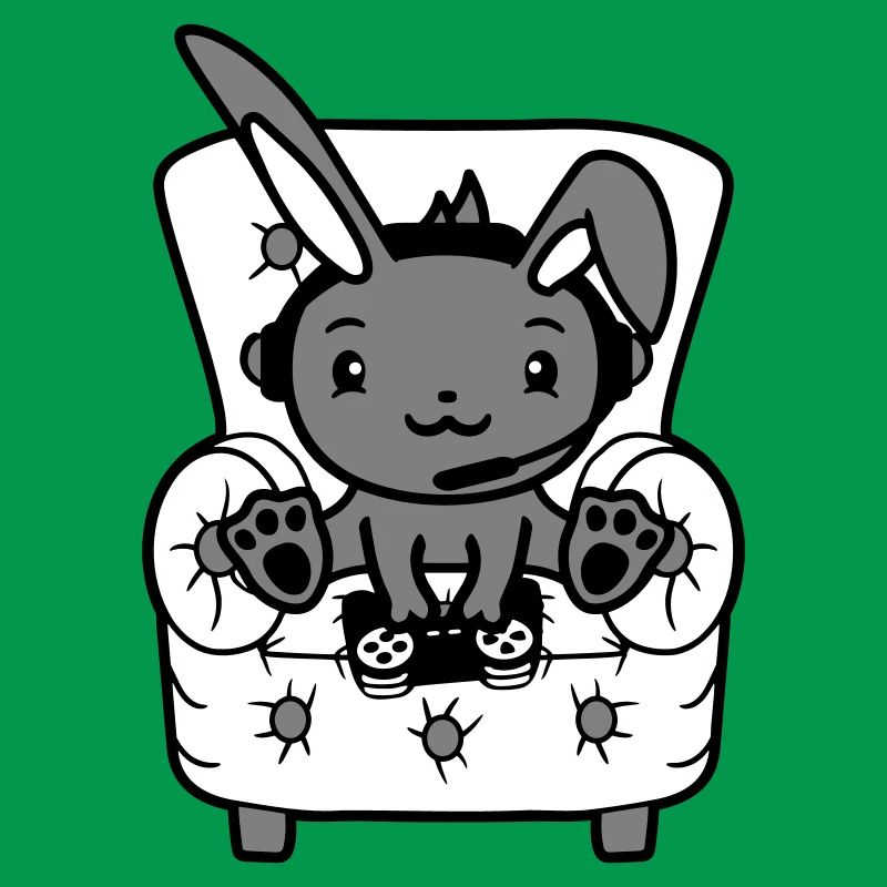 Bunny Playing Controller Console Headset Gamer Nerd
