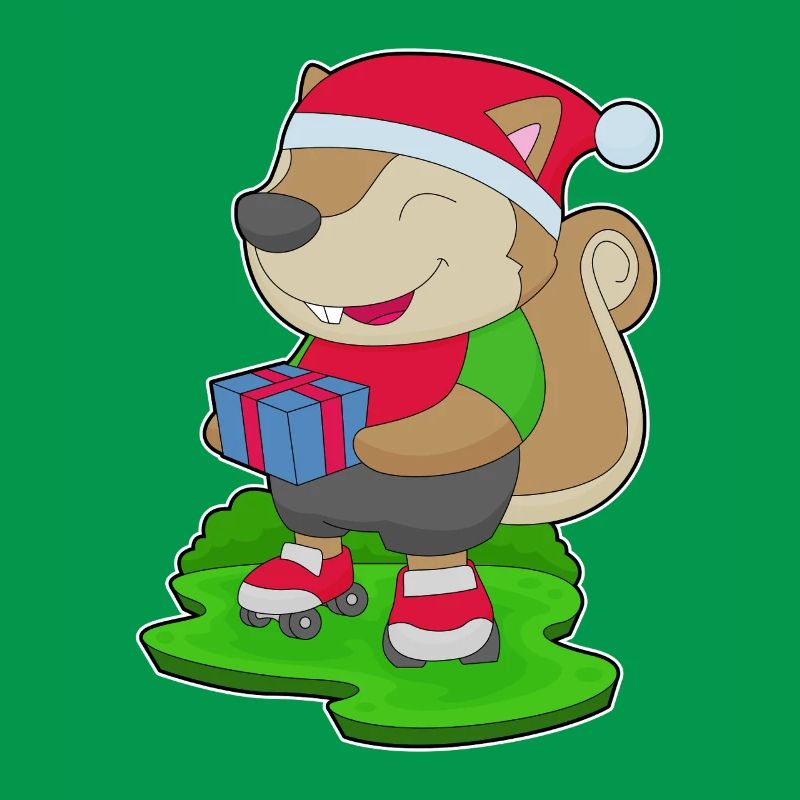 Squirrel Christmas Inline skating