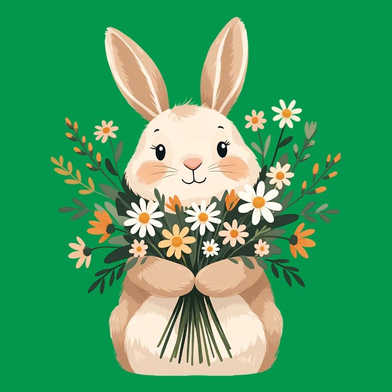 Bunny with spring bouquet