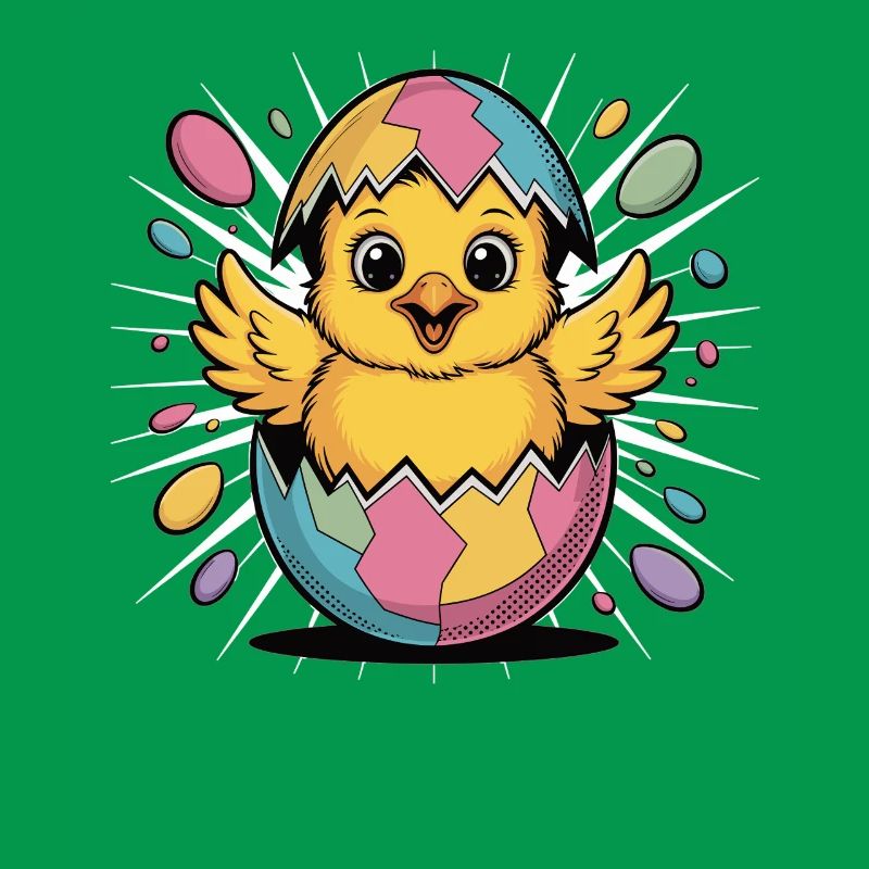 Cute Easter Chick in Egg Shirt