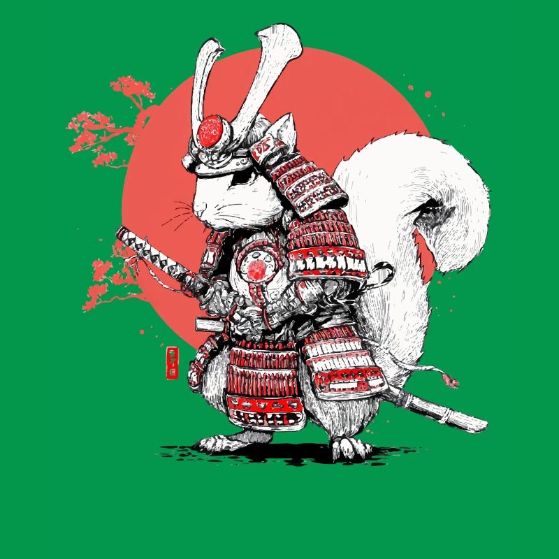 Squirrel Samurai in Red Circle
