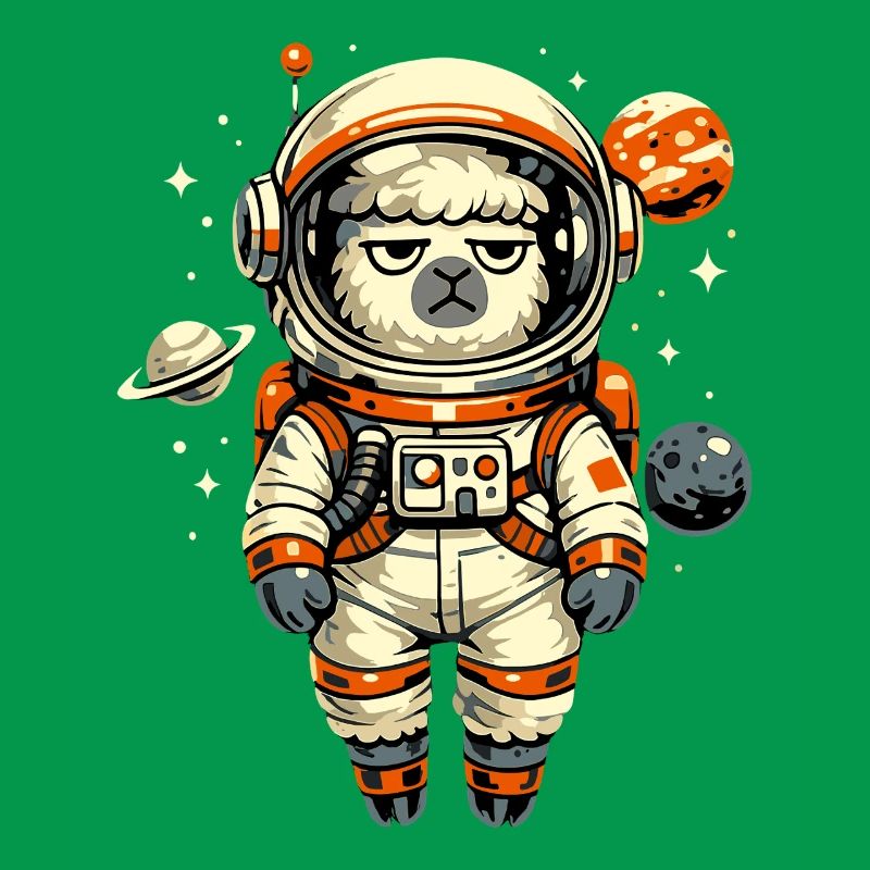 Grumpy Alpaca Astronaut in Space