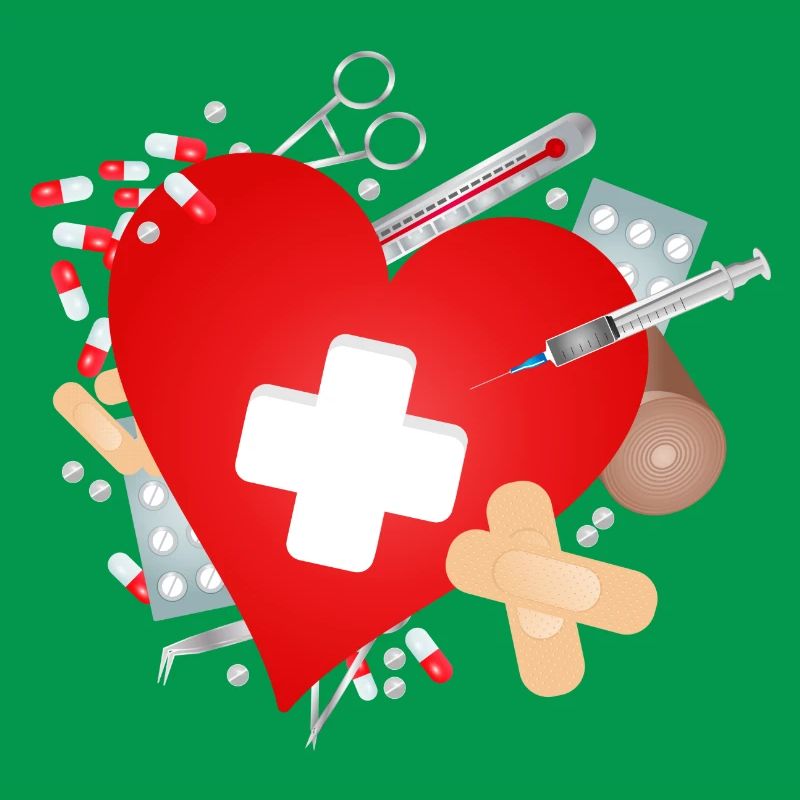 Erste Hilfe Set oder Reiseapotheke mit Herz