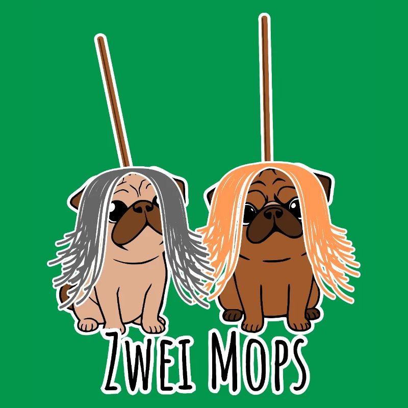 Zwei Mops - Hunde oder Putzgeräte? Hunde Humor?