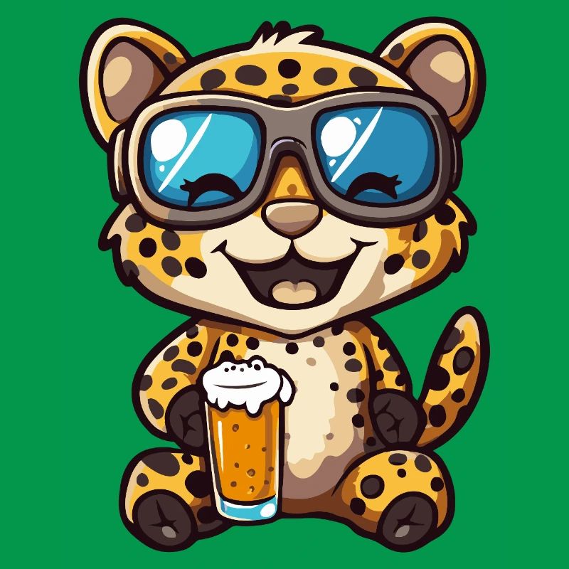 Leopard Apres Ski Bier Comic