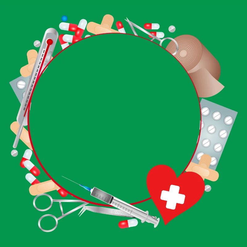 Erste Hilfe Set oder Reiseapotheke als Rahmen