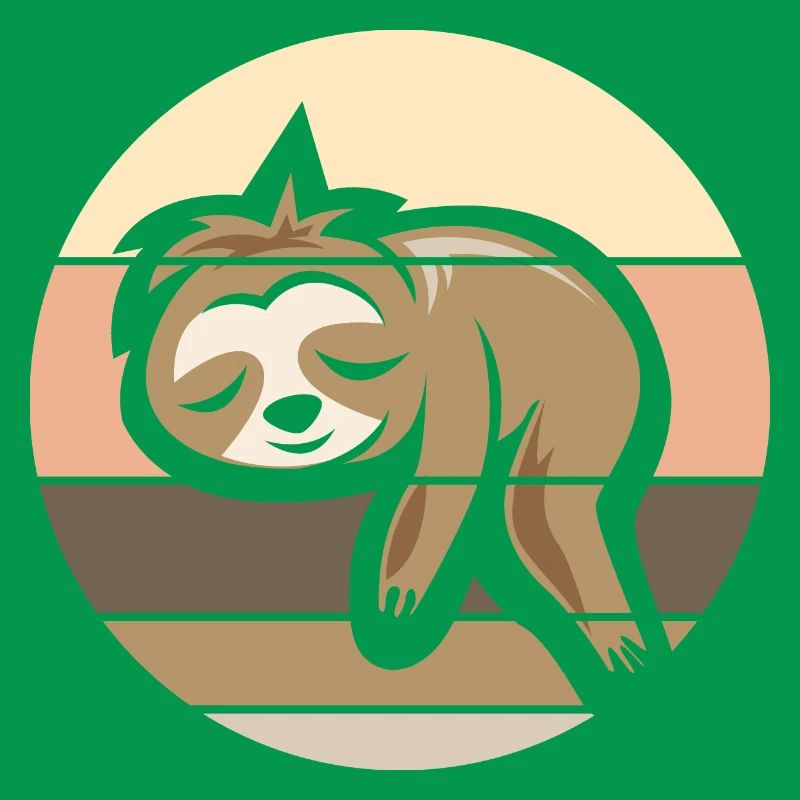 retro sloth comic icon sunset logo