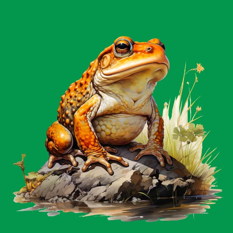 Orange-red frog or toad on stone