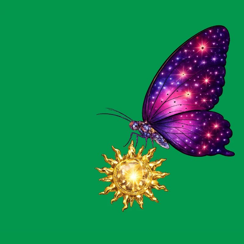Soleil doré et papillon de l’espace.