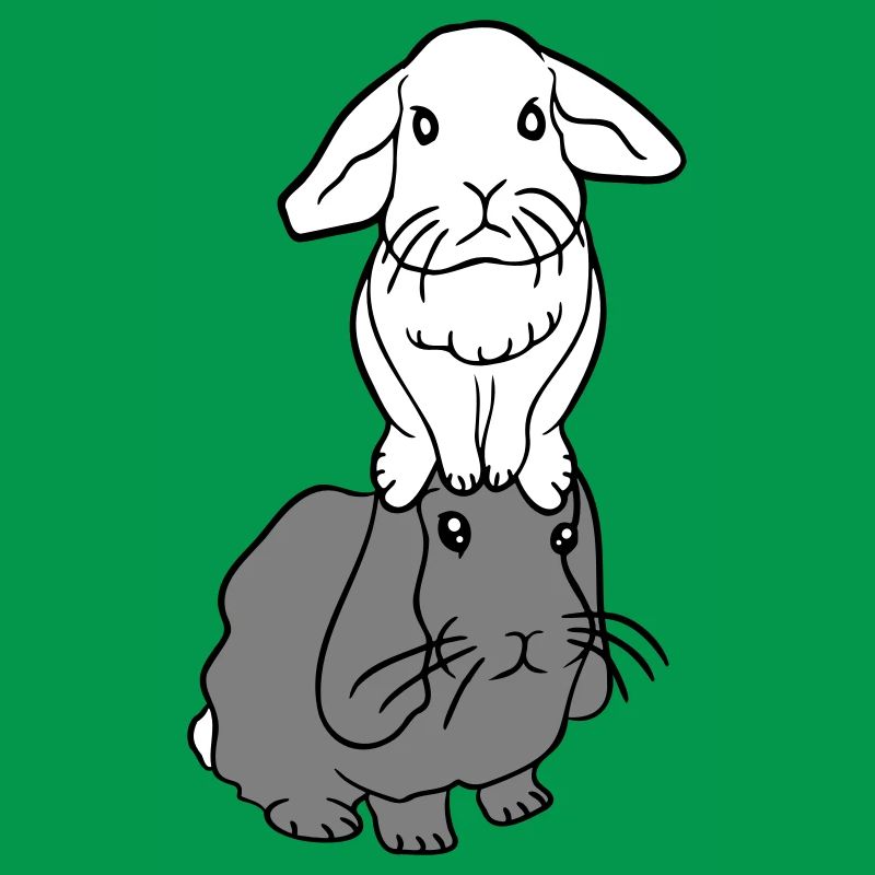 2 Hasen Freunde Team Crew Paar Zwei sitzt auf Kopf
