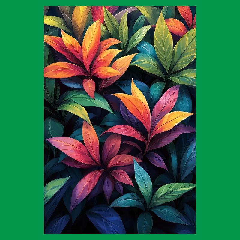 Neon Tropical Leaves Pattern