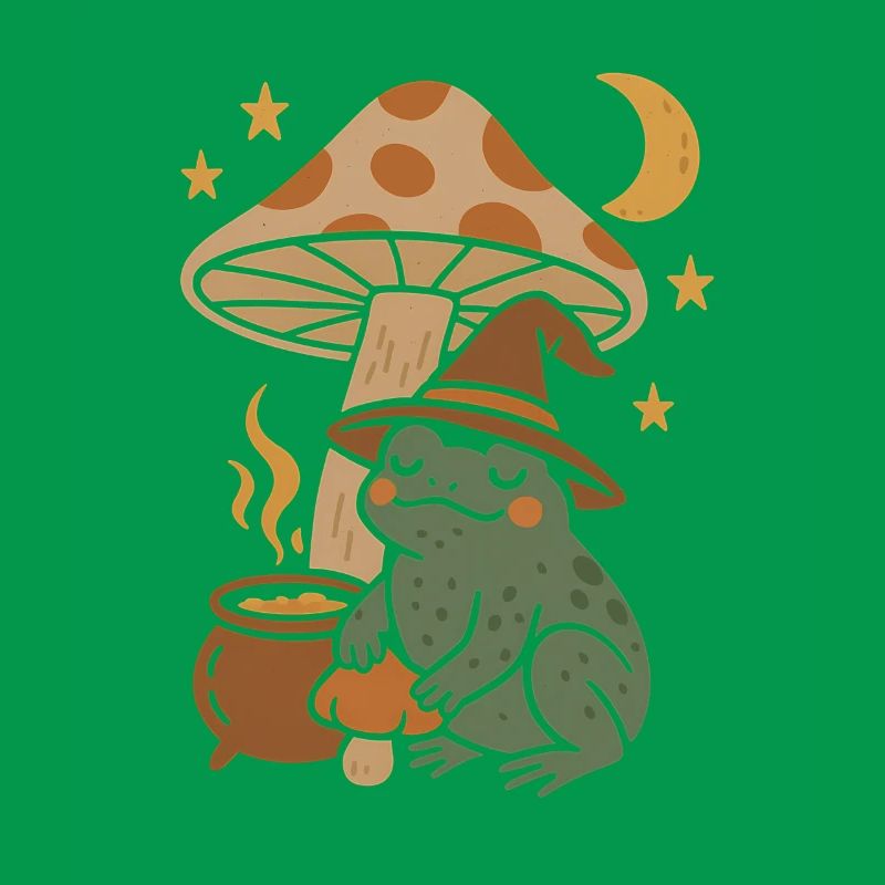 Fairytale magic toad with mushroom &amp; moon