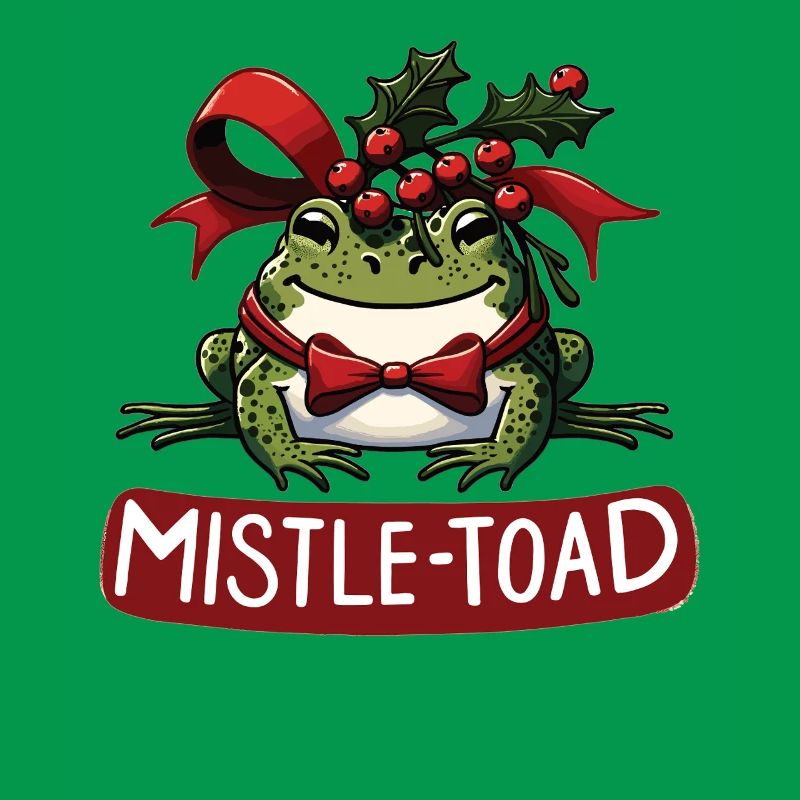 Mistle-Toad Funny Christmas Toad Pun