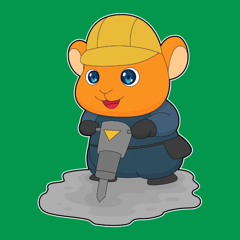 Hamster Construction Worker Jackhammer Construction Site