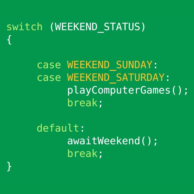 JAVA CODE - SWITCH - GAMING ON WEEKENDS