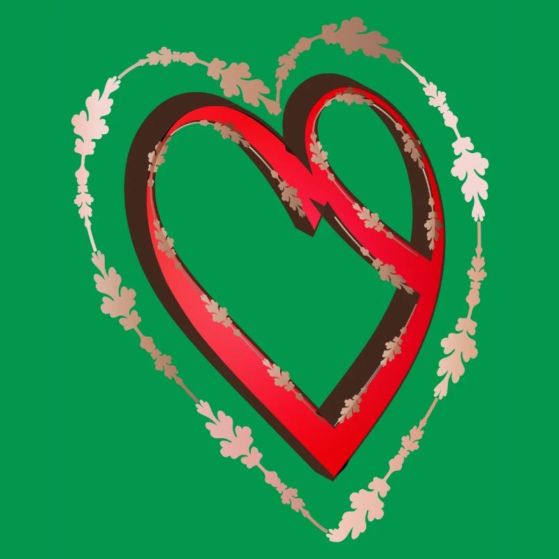 nostalgic red calligraphy heart