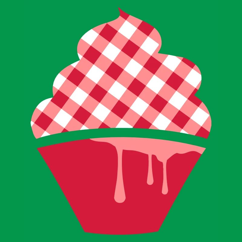 Stylized cupcake with check topping
