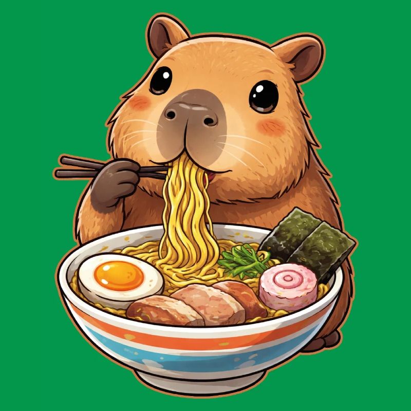 Capybara Eats Ramen Noodles