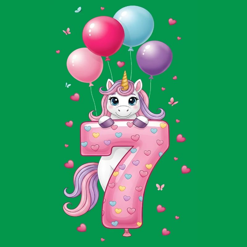 7 Jahre Mädchen Süßes Einhorn 7. Geburtstag