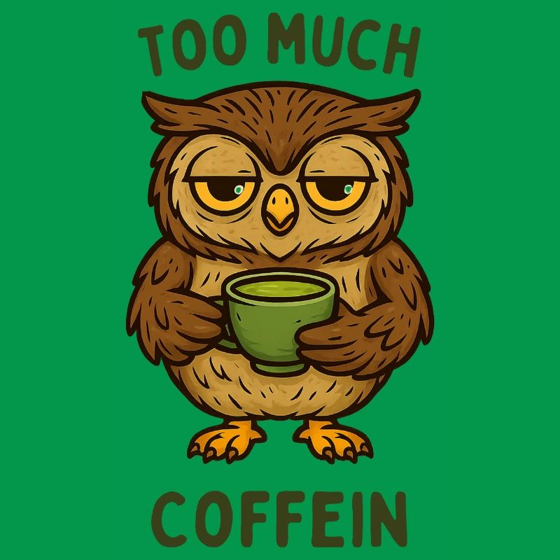 Nickernde Eule mit Kaffeebecher