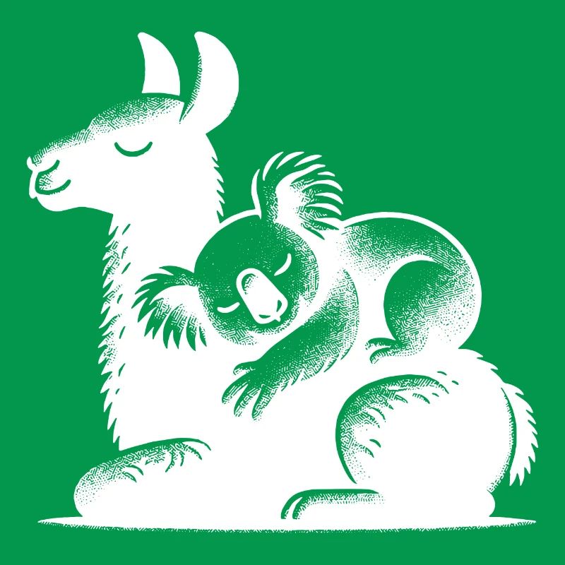 Sleeping koala on a sleeping llama