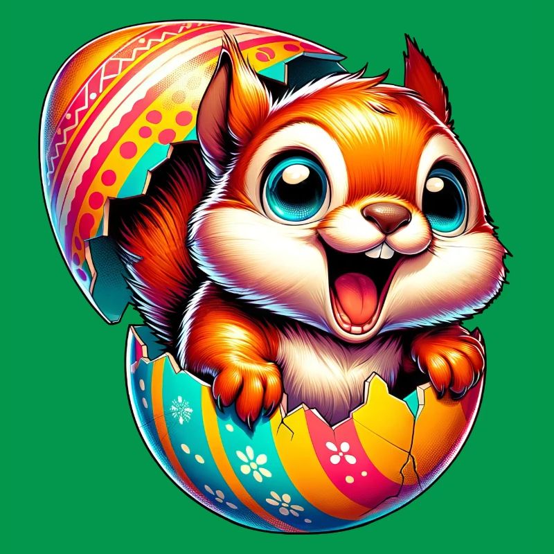 Easter Squirrel with Easter Egg: Cute Design