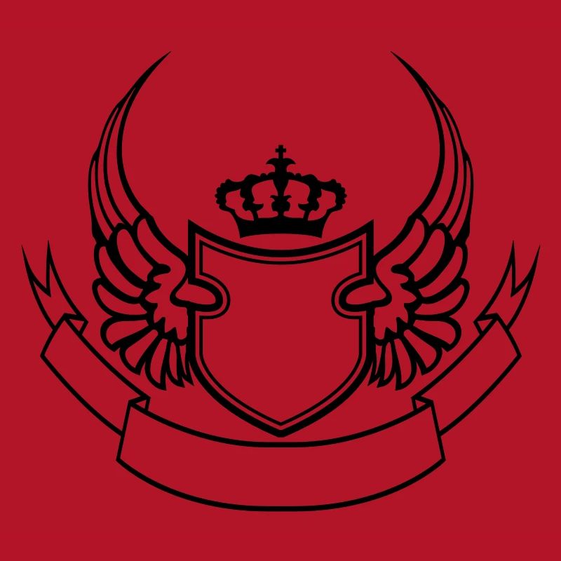 crown shield emblem king wing emblem frame banner