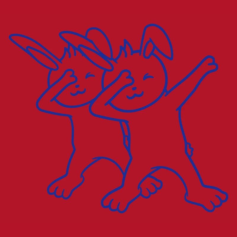 2 Lapins Dabbing Dab Danse Pose Danse Amis Équipe