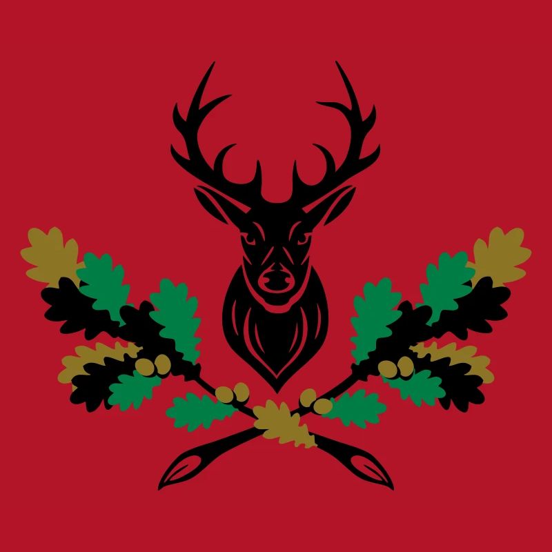 Hirsch Geweih Eiche Logo 3farbig