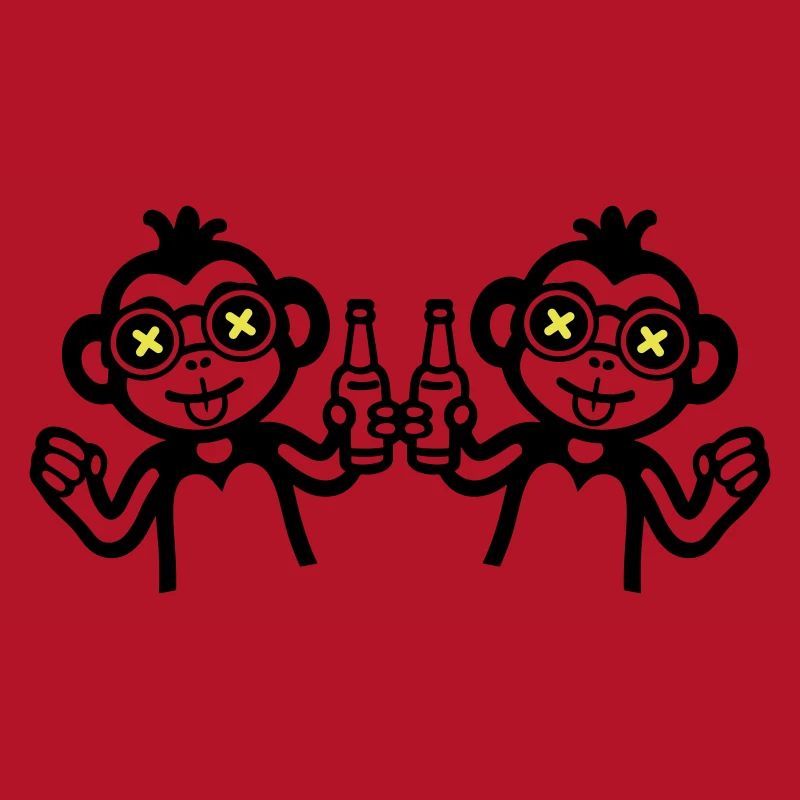 Monkeys Drinking Team Beer