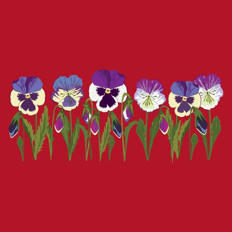 Rangée de fleurs de pensée en violet