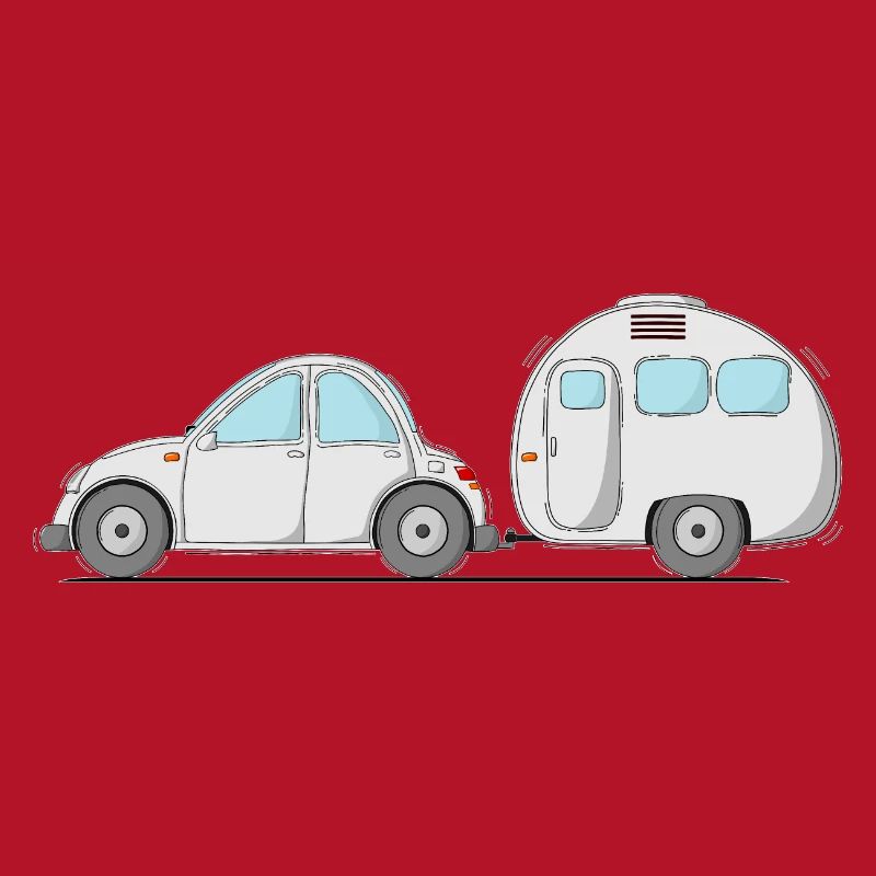 Auto mit Wohnwagen Grau