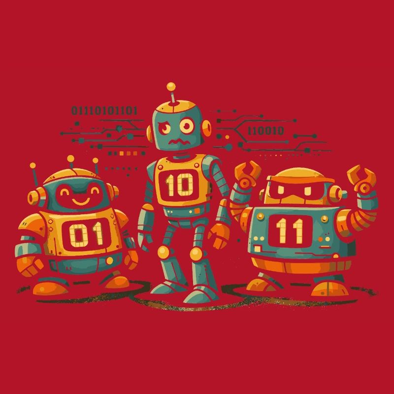 Geek Robots Binary Code Computer Science IT