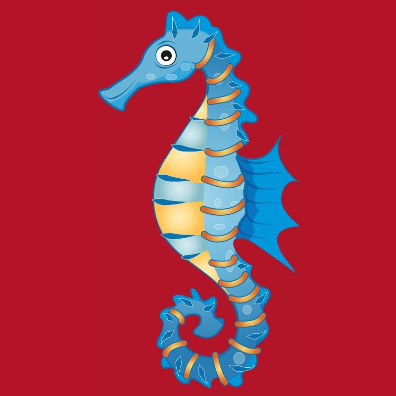 mignon hippocampe bleu dans le style comique