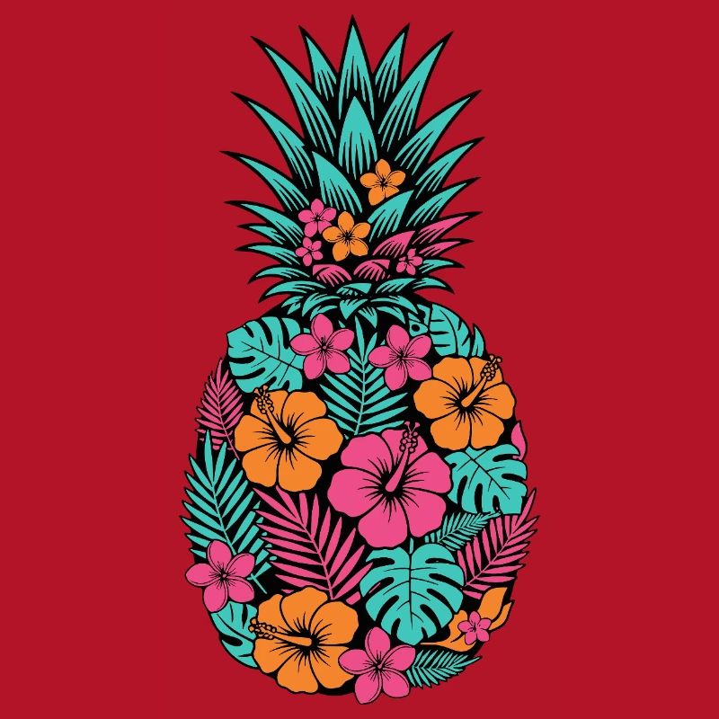 Neon Tropical Pineapple Flower Pattern