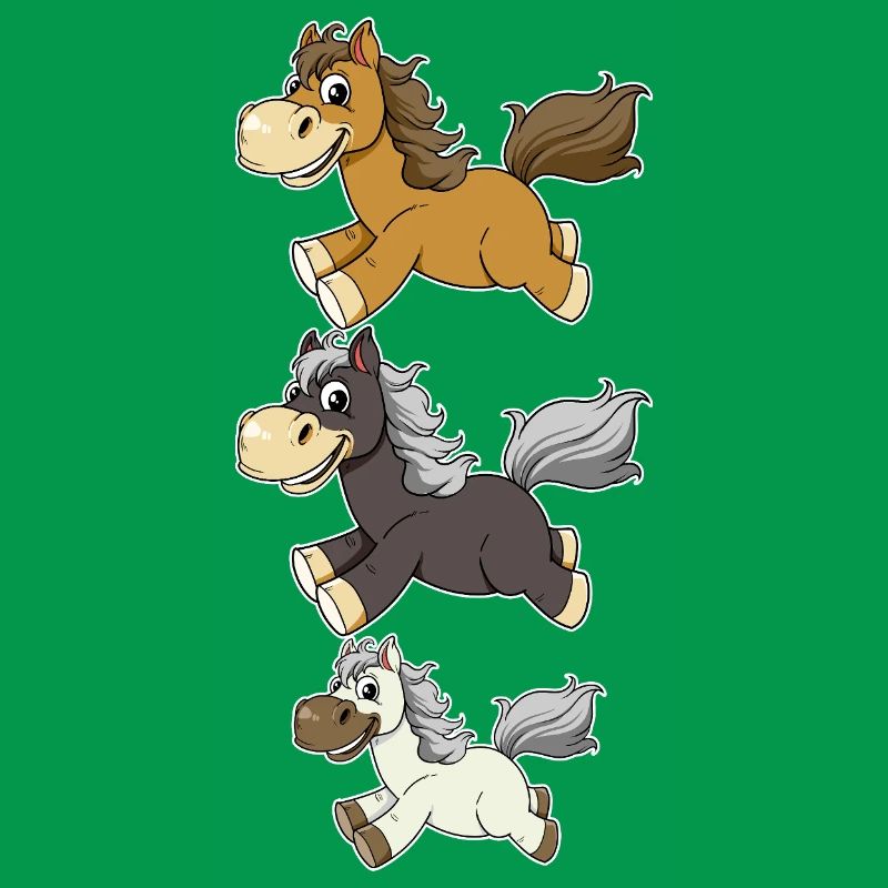 Three Galloping Horses Comic Design