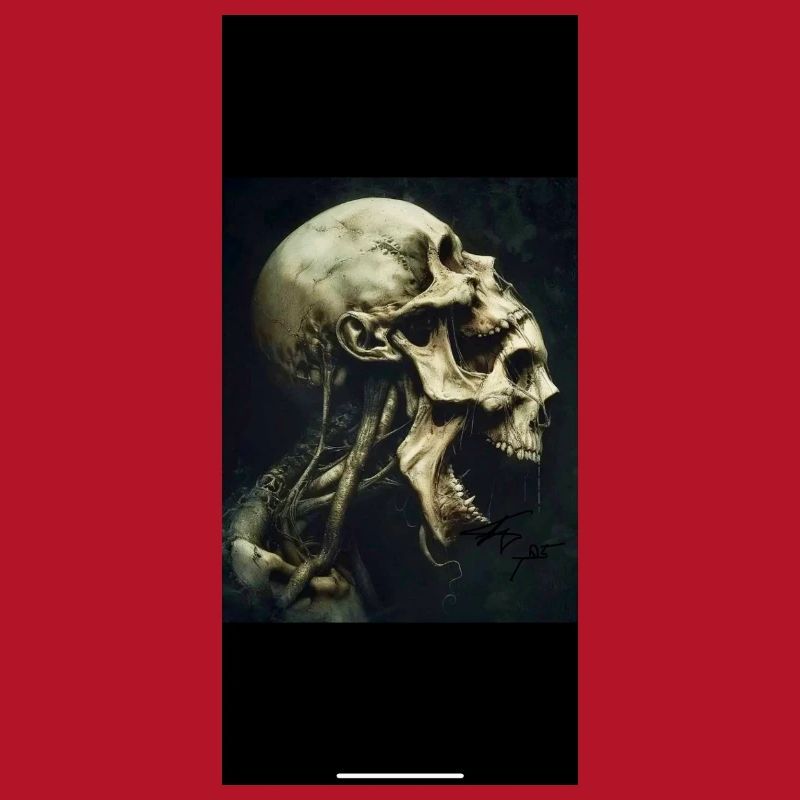 Skeleton head with howling face