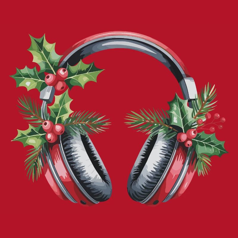 Weihnachtskopfhörer mit Tannengrün