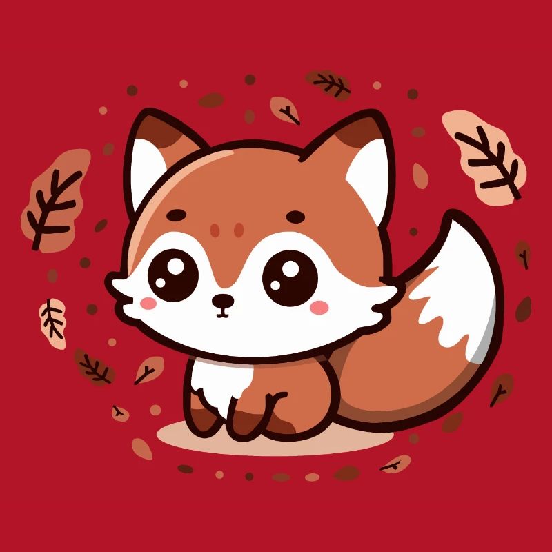 Charme d’automne : Chibi Fox avec queue duveteuse