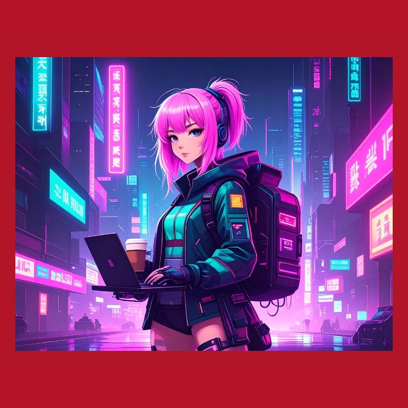 Neon Hacker Girl – Prêt à coder et à conquérir