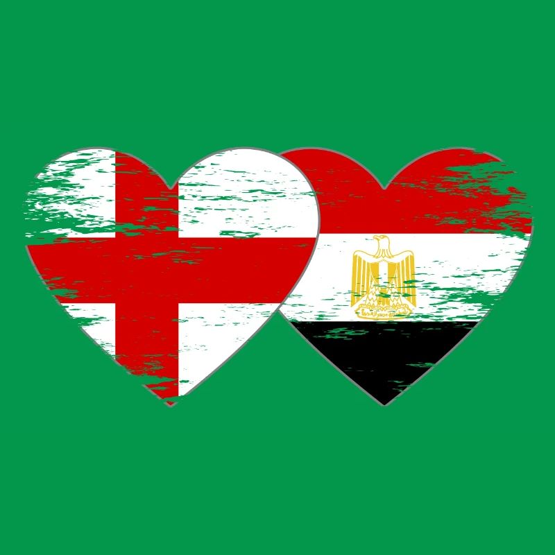 Angleterre Egypte Drapeau Mains Coeur Forme Utilisé