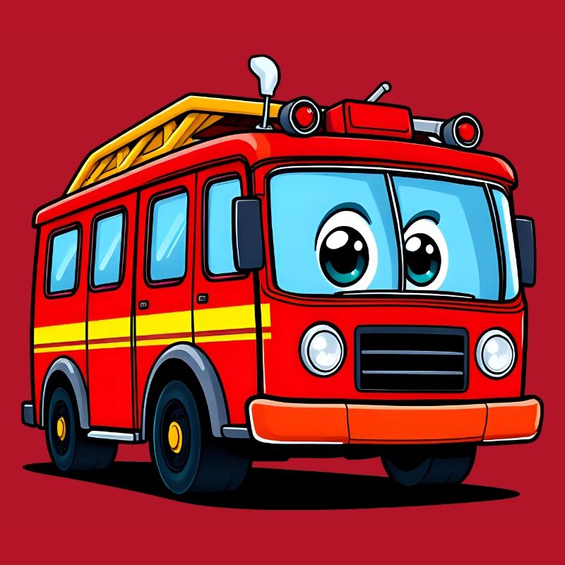 Verspielte Feuerwehrauto Comic-Illustration