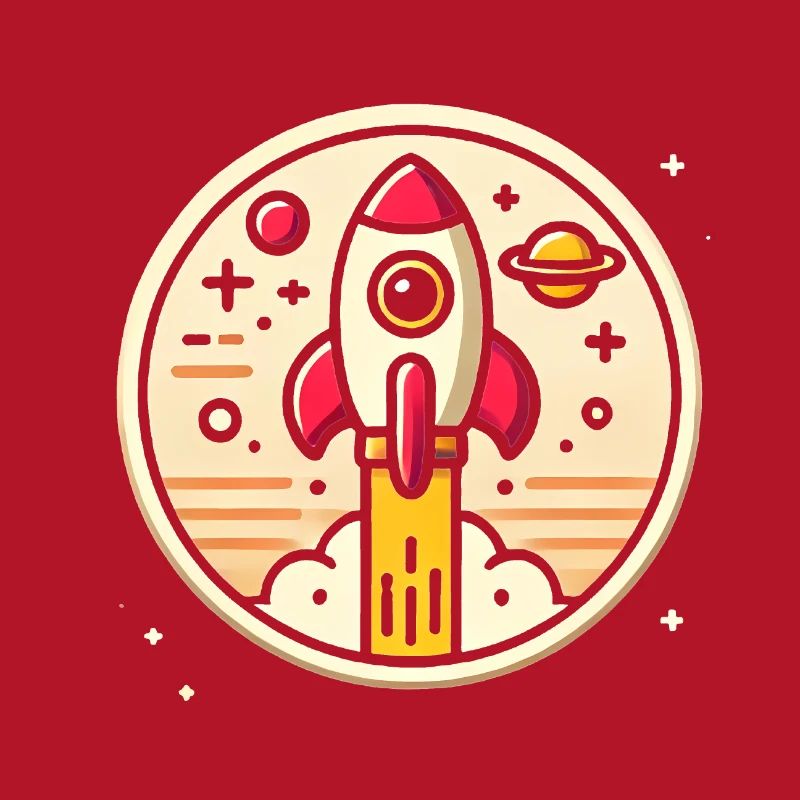 Fusée rétro perdue dans l’espace Graphique