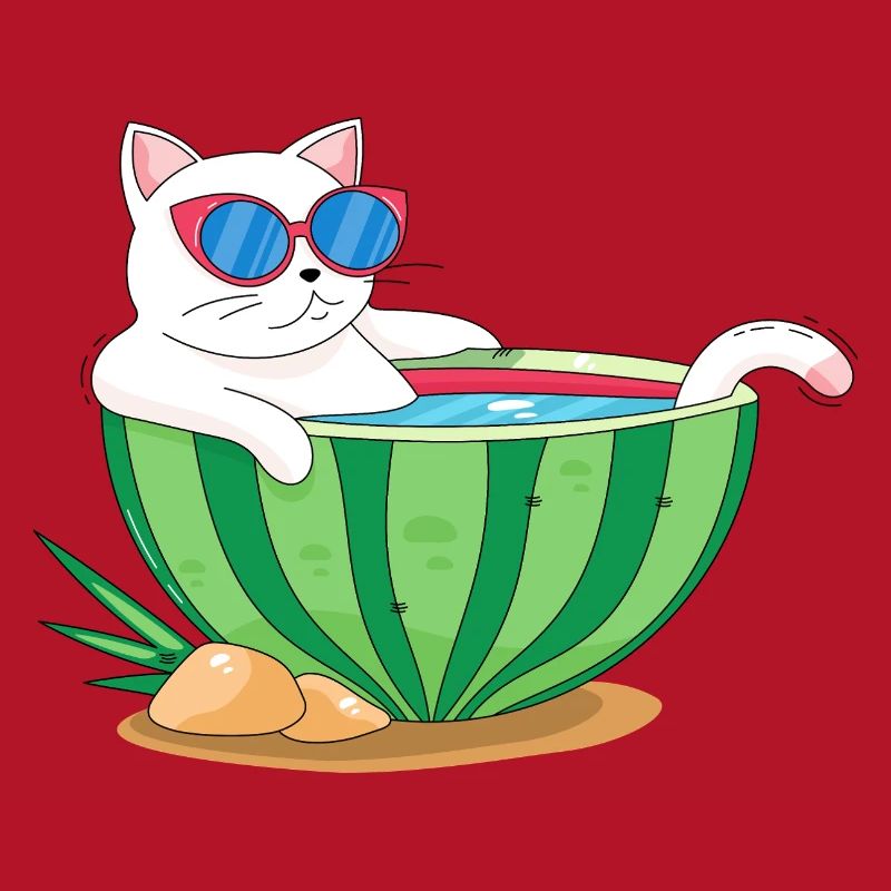 Chat et pastèque