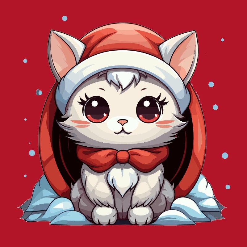 Design de Noël de chat - Style Kawaii