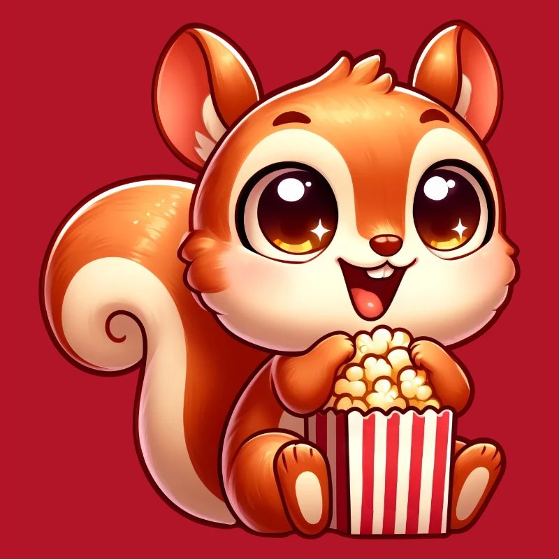 Écureuil mignon avec dessin animé de pop-corn