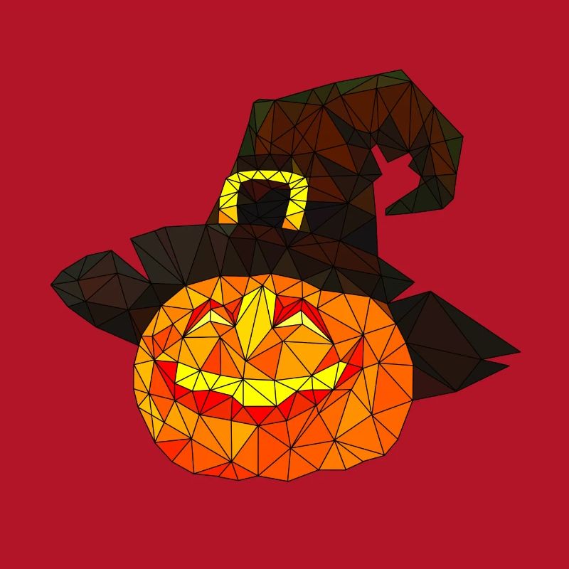 Polygonal Halloween Pumpkin Triangular Poly Art